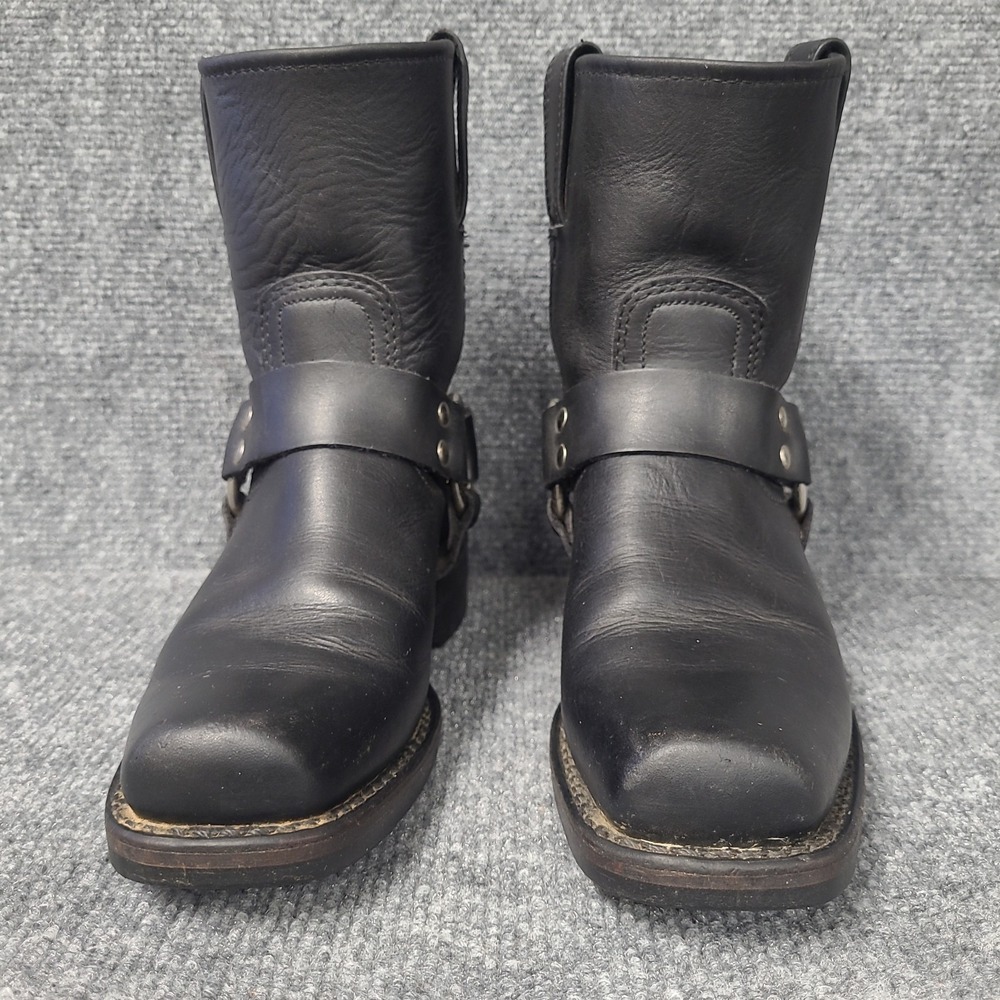 Frye Black Leather Women's Harness 8R Motorcycle Boots Size 6 - Picture 3 of 16